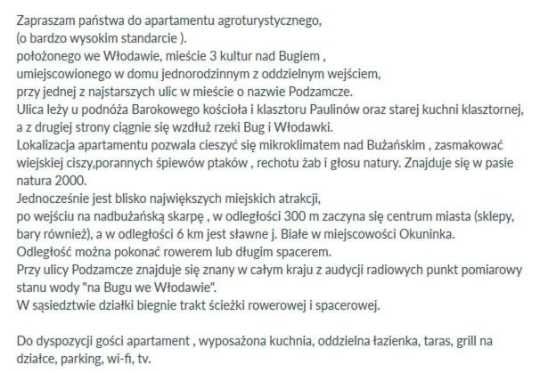 Apartament Monika Podzamcze 10 Włodawa Buitenkant foto